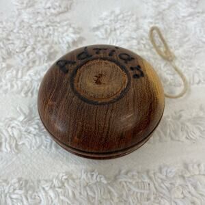 VTG WODDEN YOYO Hand-Carved Engraved Personalized Rare Artsy Retro 70s Memento